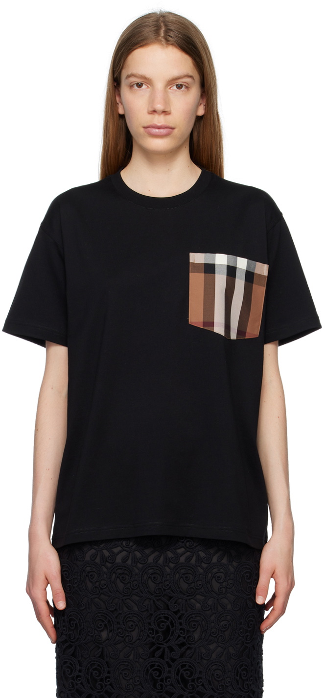 Burberry Black Check Pocket T Shirt Burberry