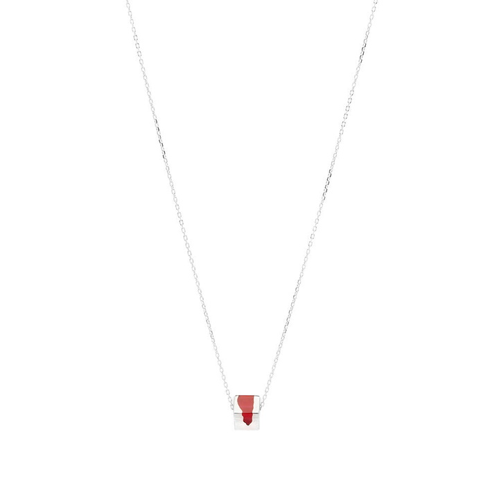 Photo: Ellie Mercer Women's Small Resin Bead Necklace in Silver/Red
