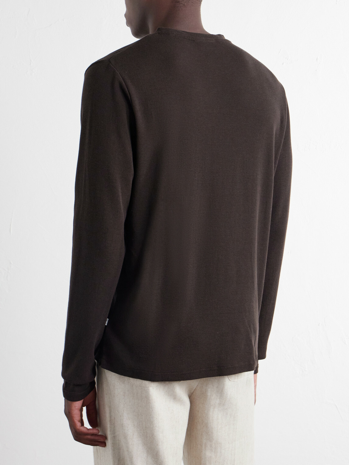NN07 - Clive Waffle-Knit Cotton and Modal-Blend T-Shirt - Brown
