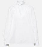 CO Scarf-detail cotton poplin blouse