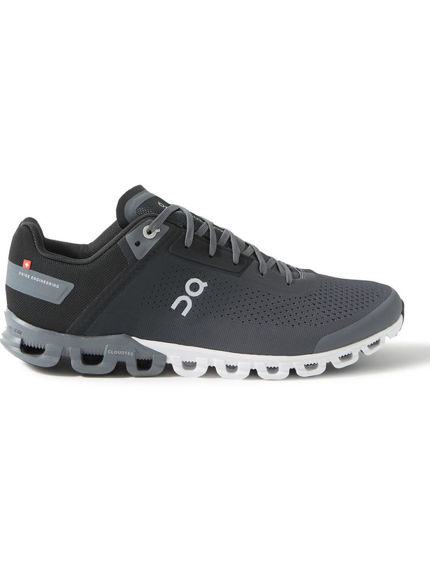 Photo: ON - Cloudflow Rubber-Trimmed Recycled Mesh Running Sneakers - Black