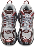 Balenciaga Grey & Burgundy Runner Sneakers