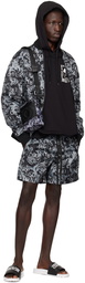 Versace Jeans Couture Black & Gray Printed Swim Shorts