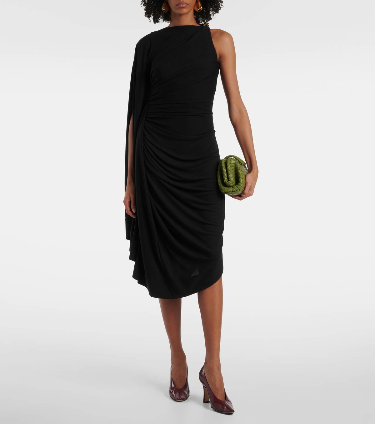 Bottega Veneta Embellished draped jersey midi dress