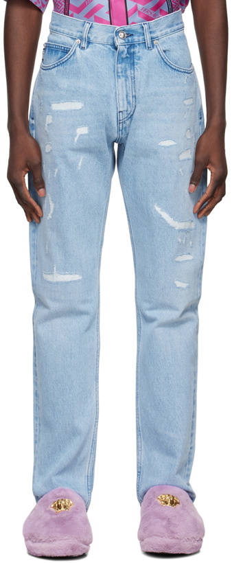 Photo: Versace Blue Distressed Jeans