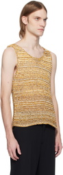 CMMN SWDN Yellow Tigran Loose-Knit Tank Top