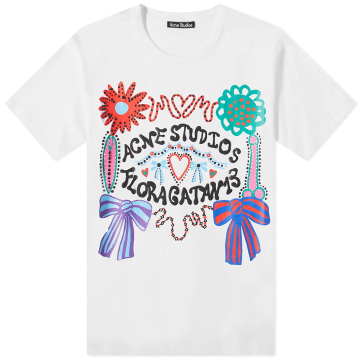 Photo: Acne Studios Men's Enriko Flower Logo T-Shirt in Optic White