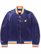 Casablanca - Casa Talisman Appliquéd Silk Bomber Jacket - Blue