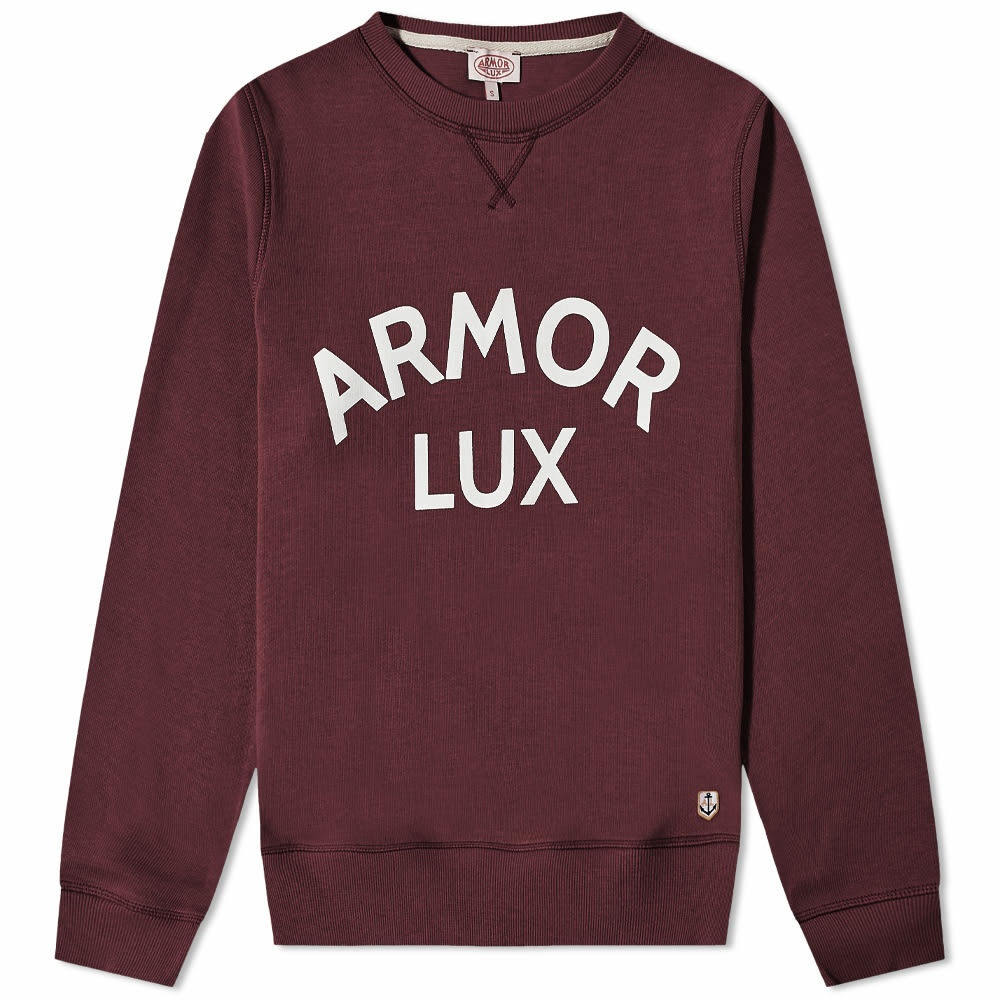 Photo: Armor-Lux Men's Organic Logo Crew Sweat in Dark Burgundy