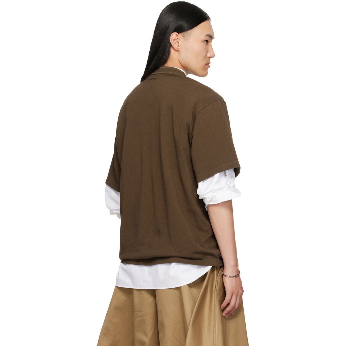 sacai Brown Cotton Jersey T-shirt
