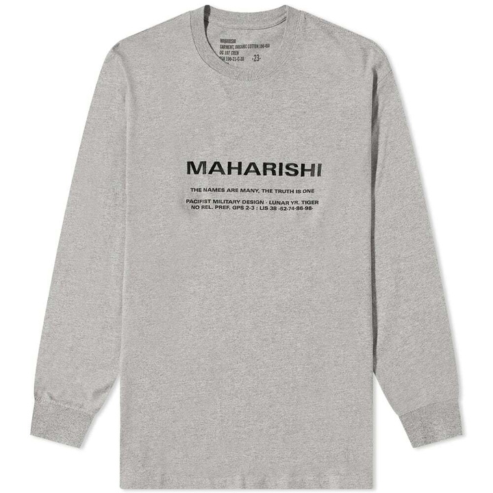 Photo: Maharishi Men's Long Sleeve MILTYPE Logo T-Shirt in GreyMarl