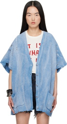 R13 Blue Sleeveless Boxy Cardigan