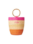 MC2 Saint Barth Raffia Multicolor Bucket Bag With Bamboo Handles