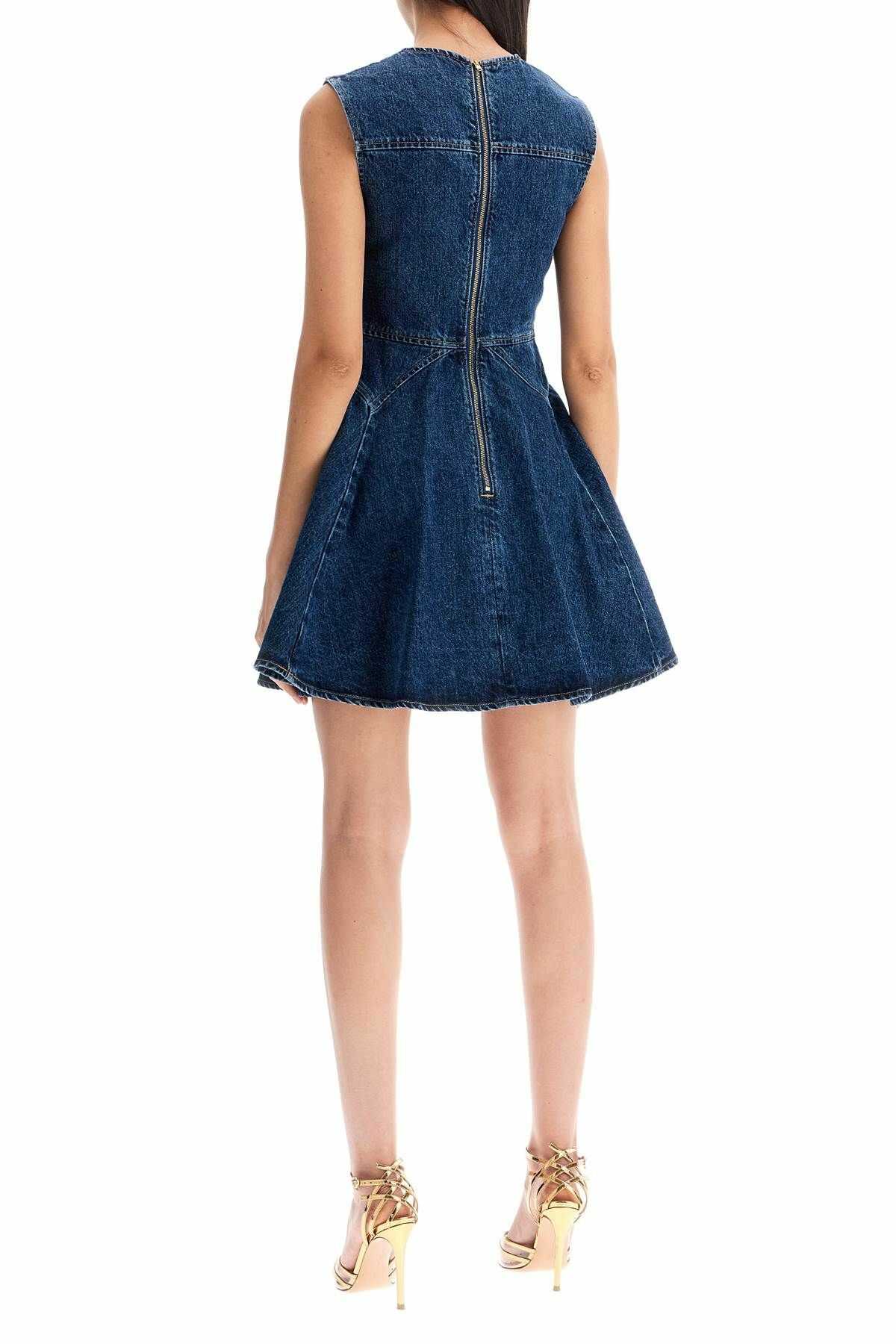 Self Portrait Indigo Denim Crystal Trim Mini Dress Aw25812sbl Blue main image 0