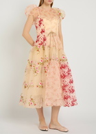 Simone Rocha Patchwork Floral Tulle Midi Dress Multicoloured 1