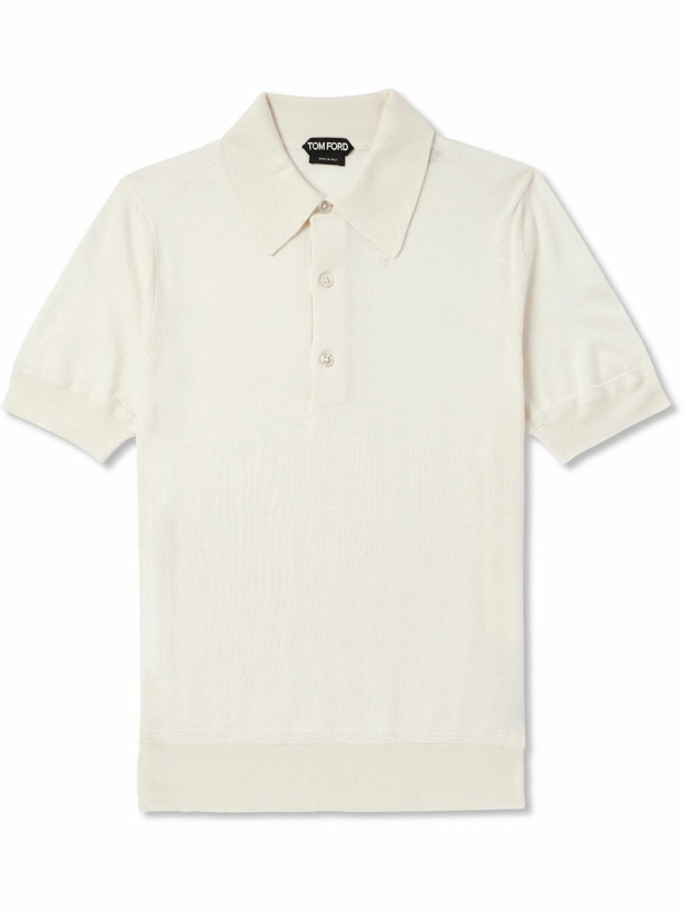 Photo: TOM FORD - Slim-Fit Cashmere and Silk-Blend Polo Shirt - Neutrals