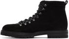 Manolo Blahnik Black Suede Calaurio Lace-Up Boots