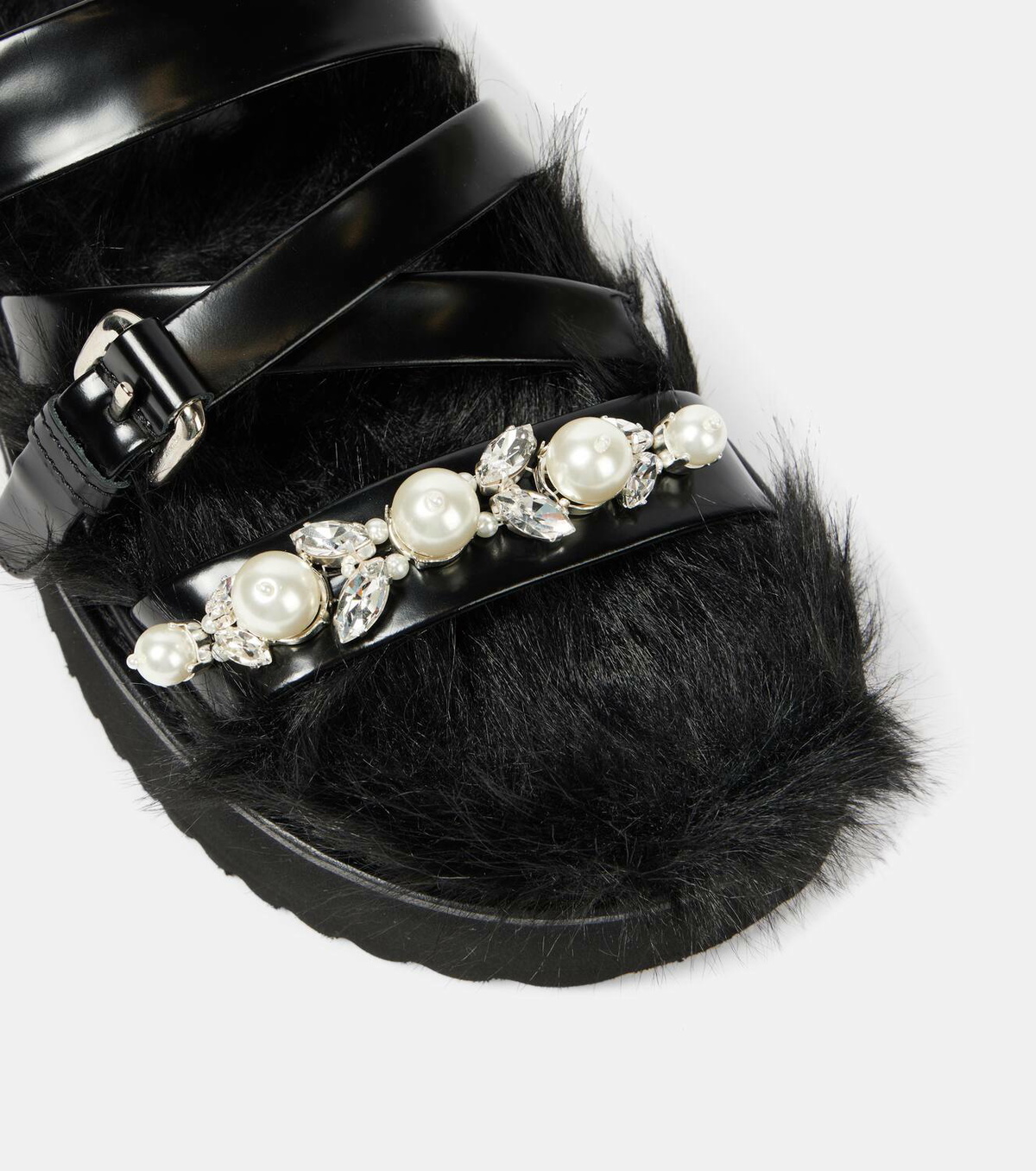Simone Rocha Faux fur-trimmed leather platform sandals