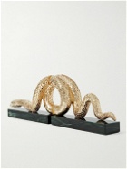 L'Objet - Set of Two Gold-Plated Marble Bookends