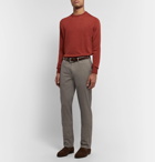 Canali - Navy Slim-Fit Herringbone Stretch-Cotton Trousers - Gray