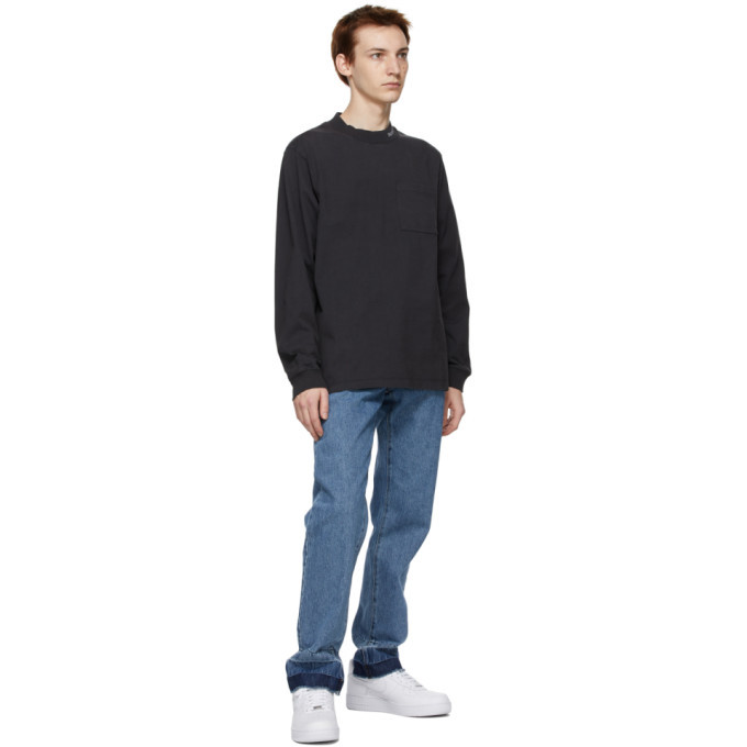 Saturdays NYC Black Dekalb Heavyweight Mockneck Long Sleeve T