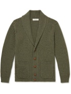Giuliva Heritage - Clemente Shawl-Collar Ribbed Wool and Cashmere-Blend Cardigan - Green
