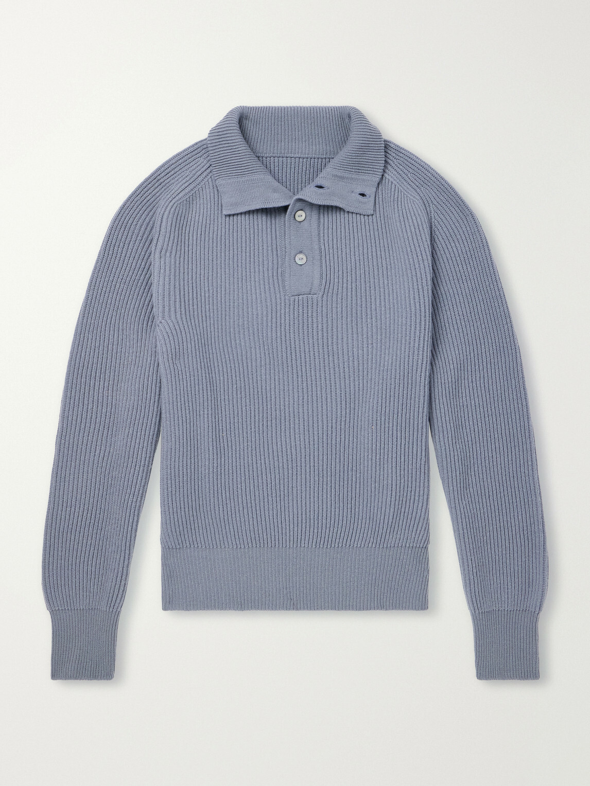 Stòffa - Ribbed Cashmere Polo Sweater - Blue