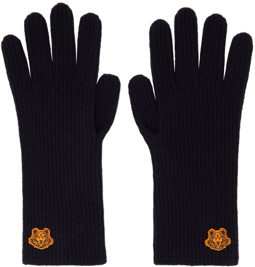 Photo: Kenzo Navy Wool Tiger Crest Gloves