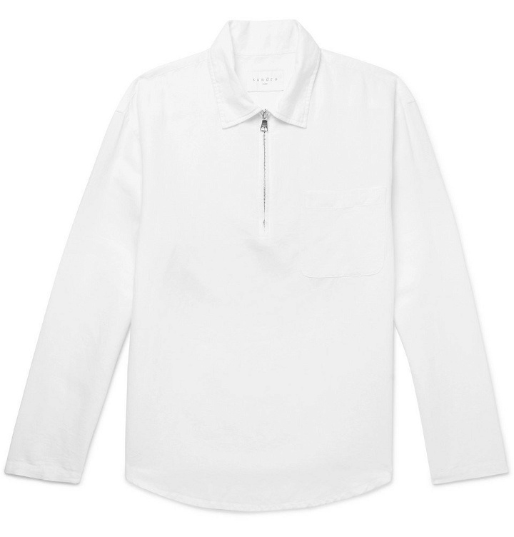 Photo: Sandro - Linen and Cotton-Blend Half-Zip Shirt - Men - White