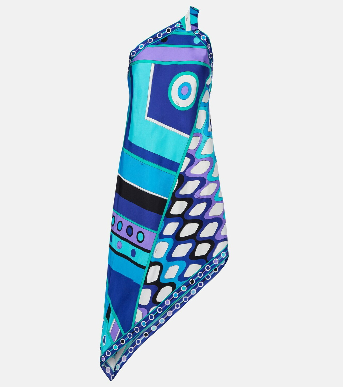 Pucci Vivara asymmetric silk twill midi dress