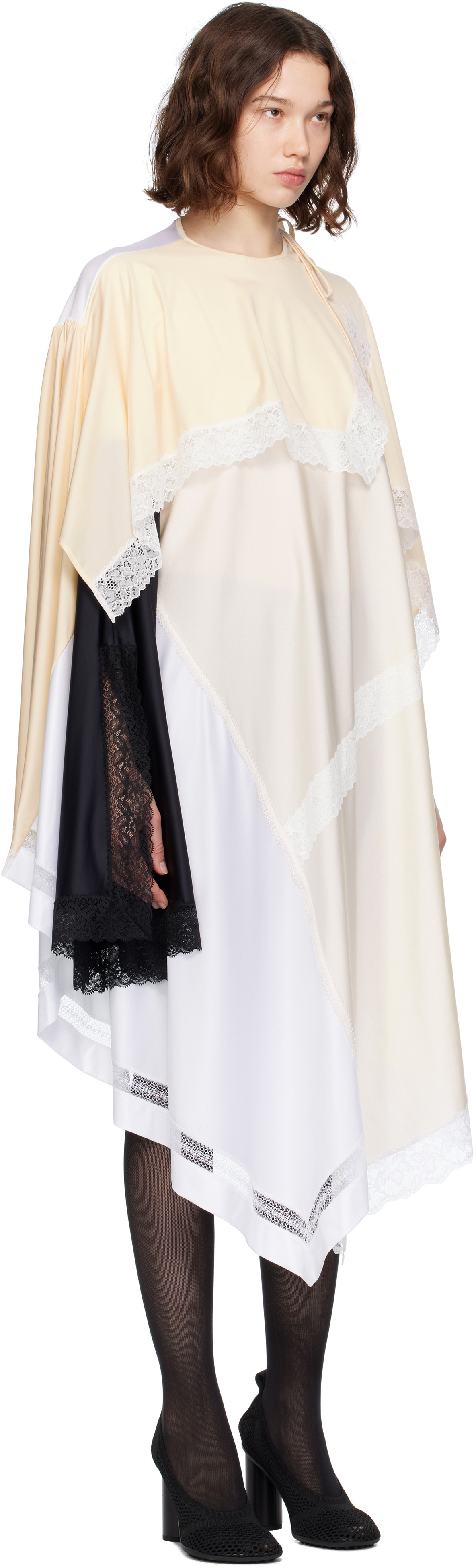 MARIE ADAM-LEENAERDT Off-White Underskirt Midi Dress