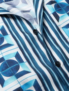 DOLCE & GABBANA - Camp-Collar Printed Silk Shirt - Blue