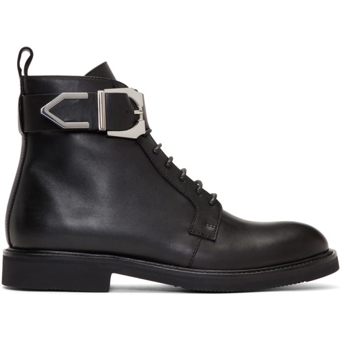 Photo: Versus Black Buckle Laced Boots