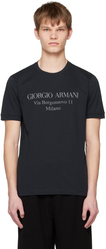 Photo: Giorgio Armani Navy Printed T-Shirt