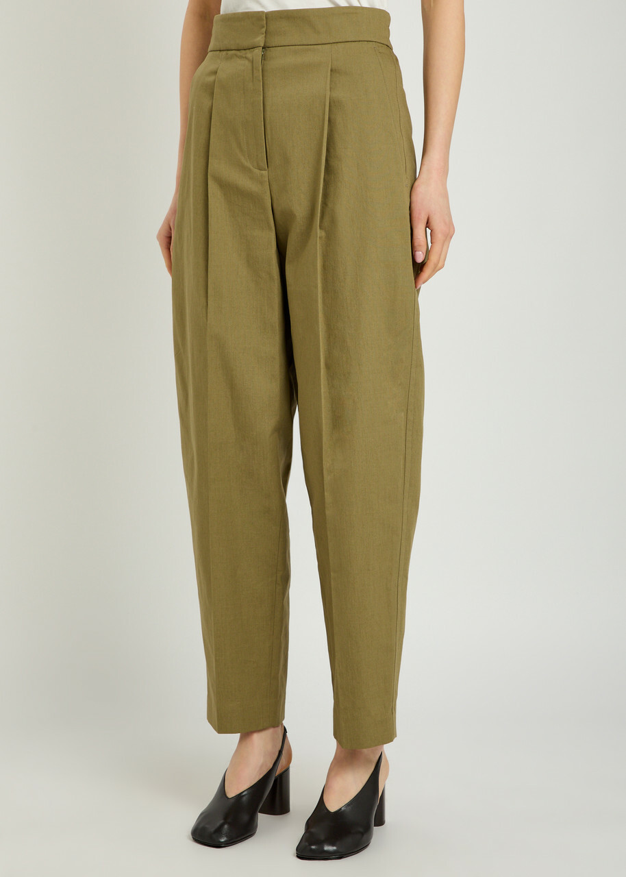 Joseph Paver Tapered-leg Cotton Trousers Green