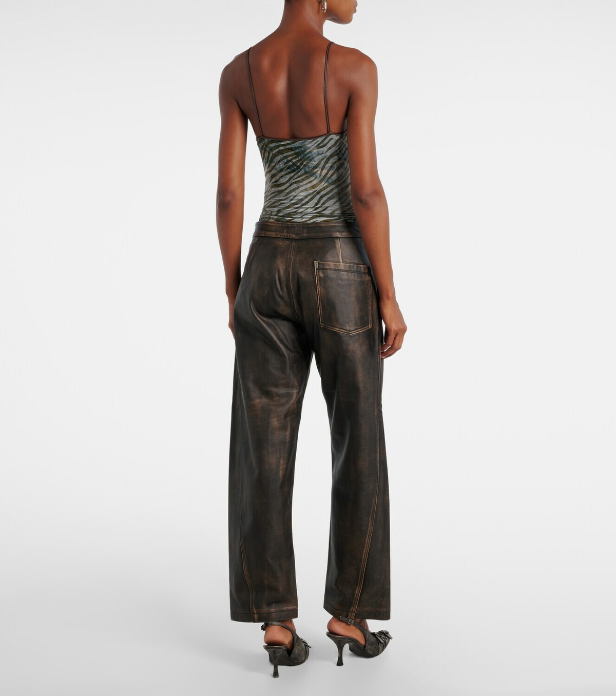Jacques Wei High-rise leather wide-leg pants