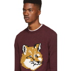 Maison Kitsune Burgundy Fox Head Sweater