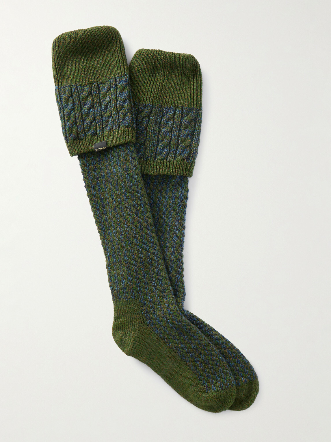 Purdey - Stornoway Cable-Knit Wool-Blend Socks - Green