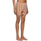 Onia Orange and Green Striped Charles Swim Shorts