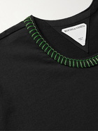 Bottega Veneta - Embroidered Cotton-Jersey T-Shirt - Black