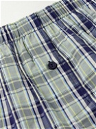 Hanro - Fancy Checked Cotton Boxer Shorts - Blue