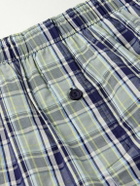 Hanro - Fancy Checked Cotton Boxer Shorts - Blue