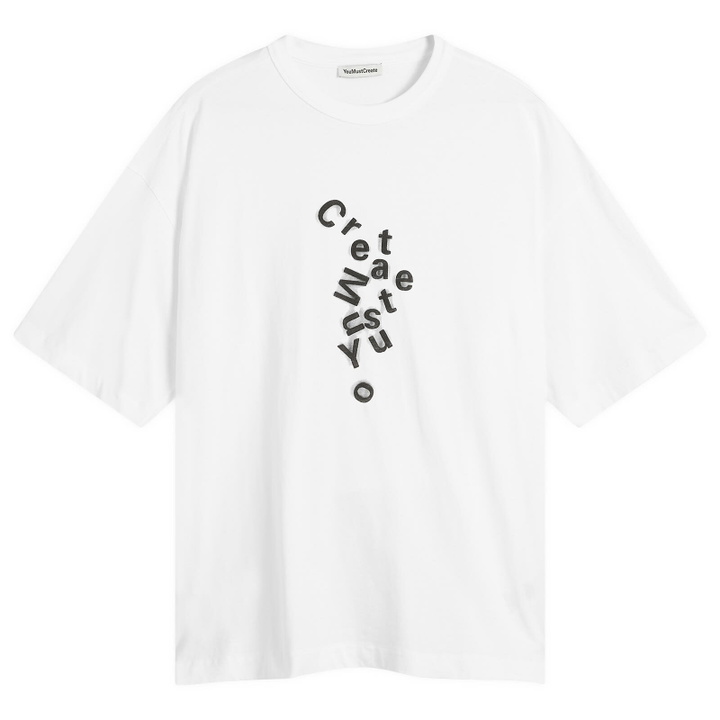 Photo: YMC Men's Jumbled Logo Print Triple T Shirt in White