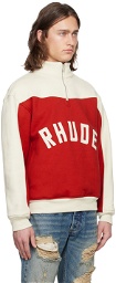 Rhude Red & Off-White Half-Zip Sweater