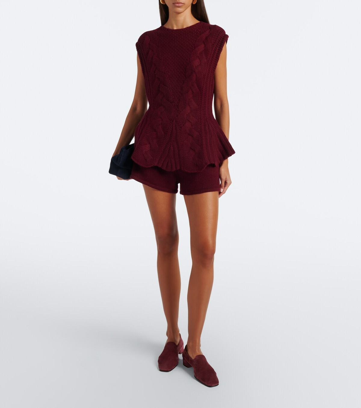 Lisa Yang Signy cable-knit peplum cashmere top