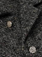 4SDesigns - Logo-Appliquéd Herringbone Virgin-Wool Blend Tweed Blazer - Gray