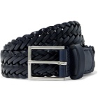 Anderson's - 3cm Woven Leather Belt - Blue
