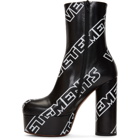 Vetements Black Printed Logo Platform Boots