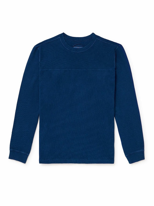 Photo: Blue Blue Japan - Indigo-Dyed Ribbed Stretch-Cotton Jersey T-Shirt - Blue