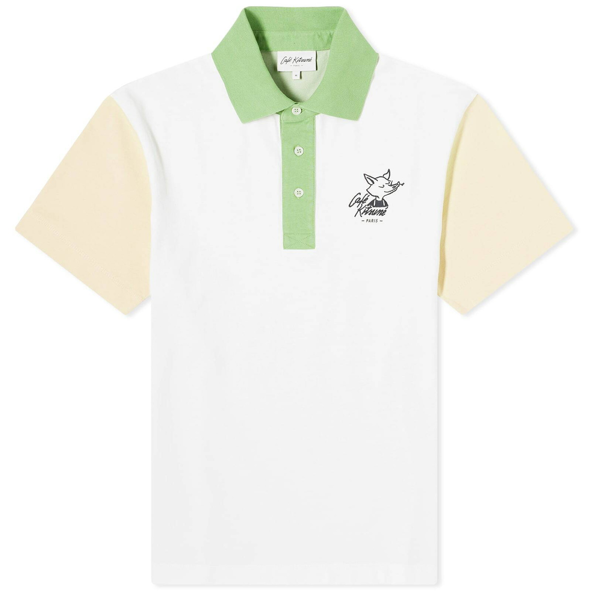 Cafe Kitsune Men's Café Kitsune Colorblock Relax Polo Shirt in Tapioca Colorblock